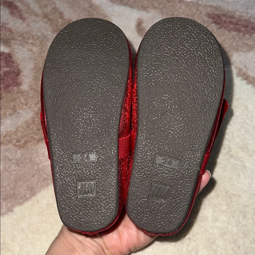 H&M Red Glitter Kids Dress Shoes with Velvet Bow